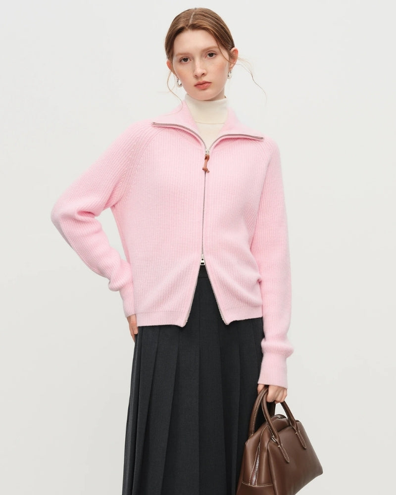 Wolle Pullover Damen – Warmer Wollpullover mit Zip-Neck für Herbst und Winter