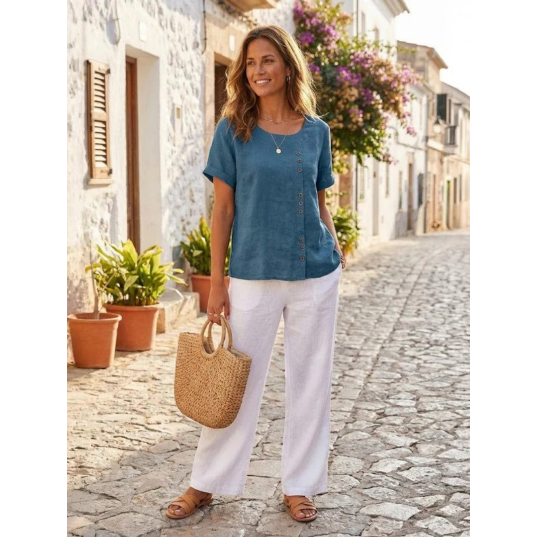 Yildiz | Damen Schlichte Bluse Langarm Locker Modern