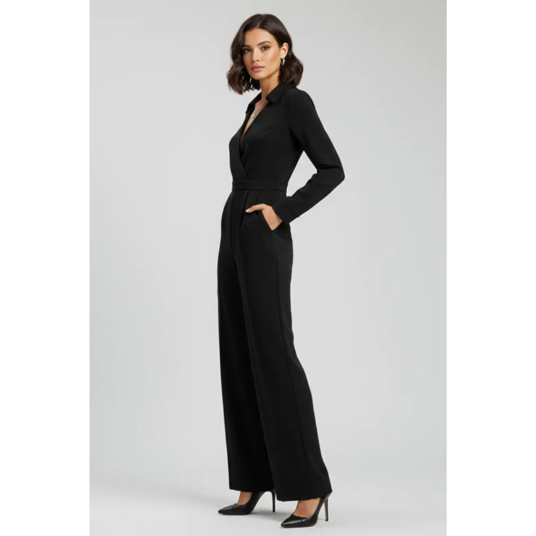 Yvonne | Damen Jumpsuit Mit Kragen Für Abend