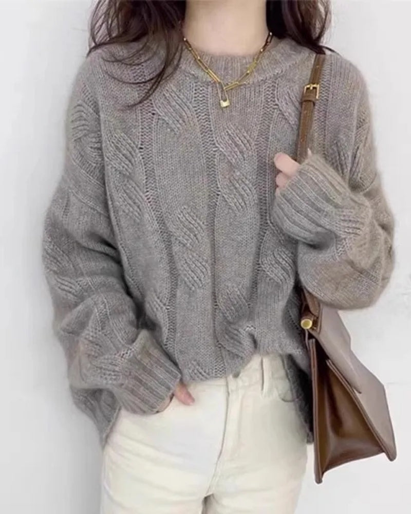 Zopfstrick Pullover Damen – Pullover aus 100% Kaschmir für Herbst und Winter