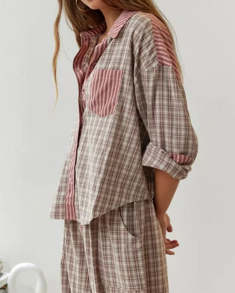 Zweiteiliges Pyjama-Set – Vintage Hauskleidung für Frauen