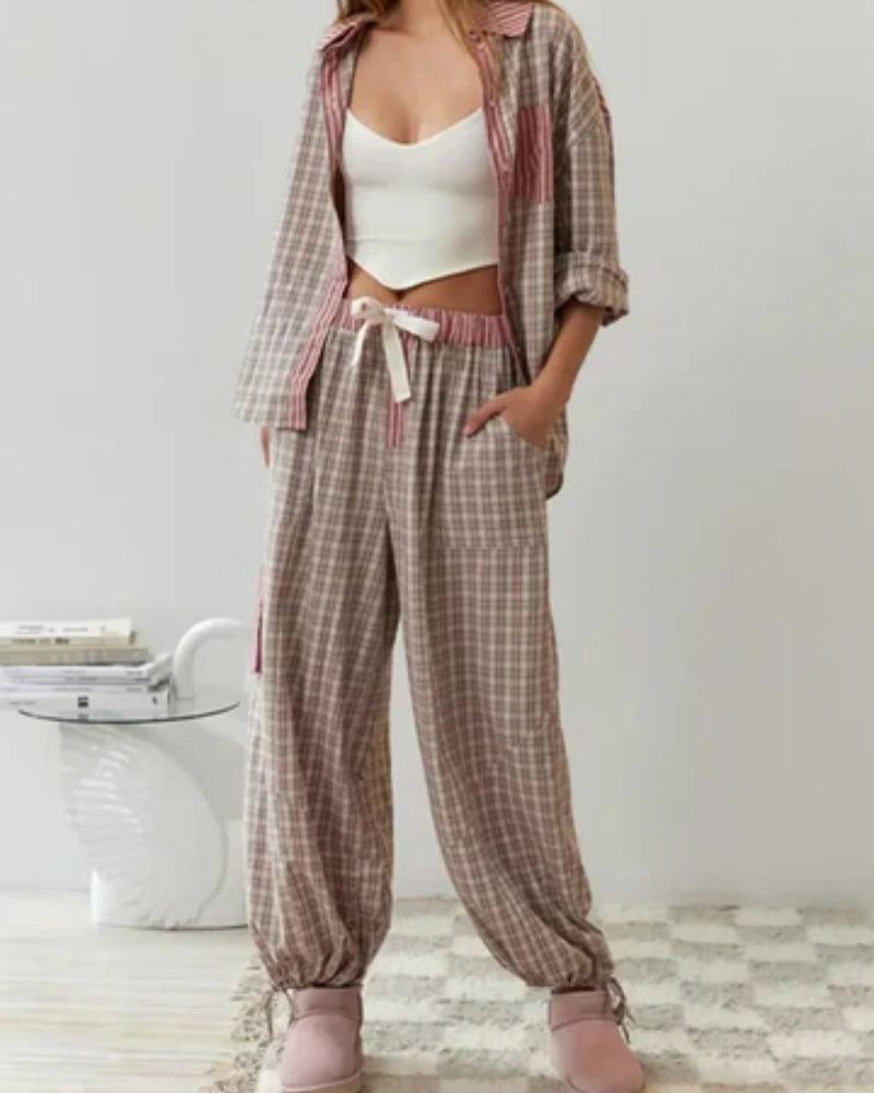 Zweiteiliges Pyjama-Set – Vintage Hauskleidung für Frauen