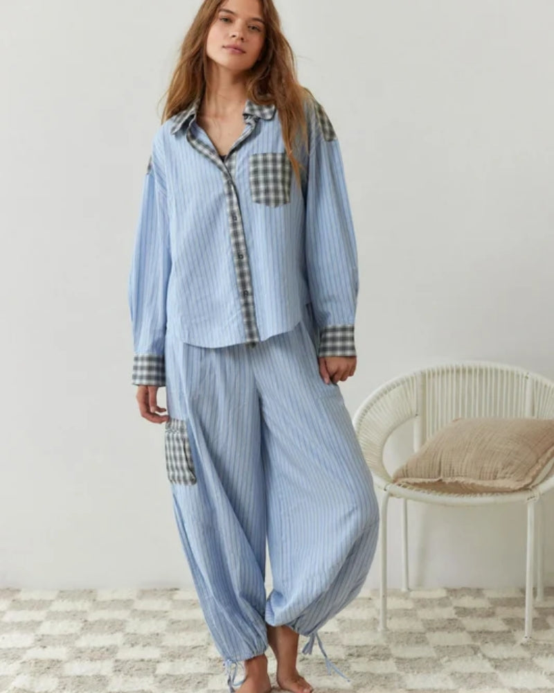 Zweiteiliges Pyjama-Set – Vintage Hauskleidung für Frauen