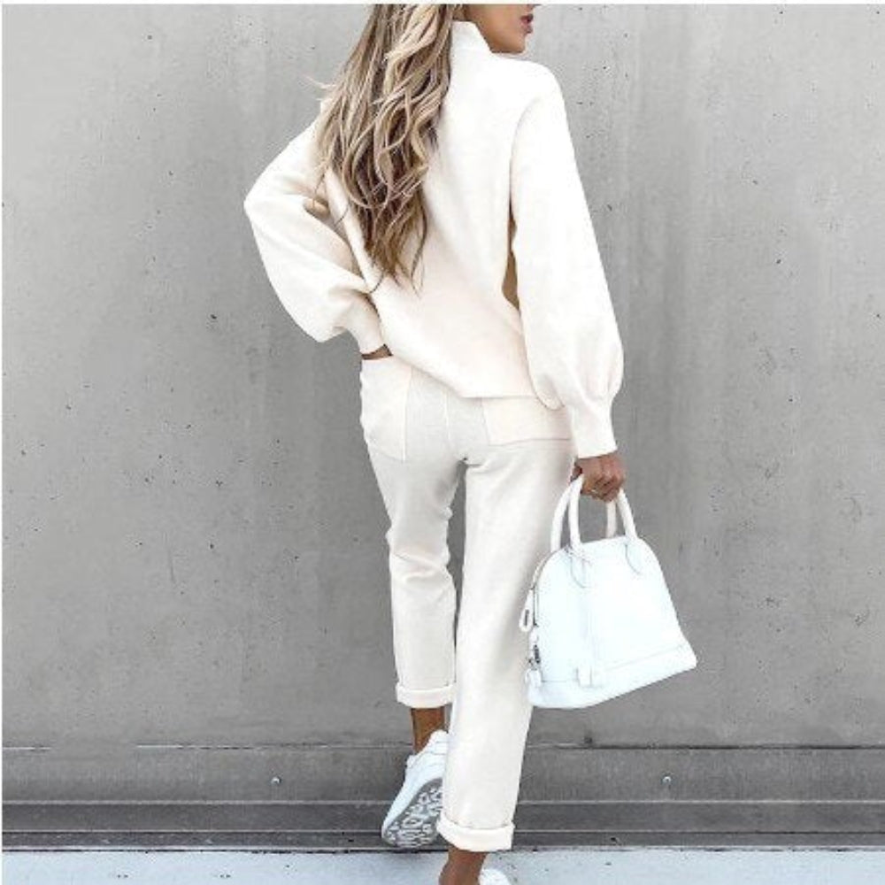 Zweiteiliges Set für Damen - Stylisches Pullover-Oberteil und lässige Hose